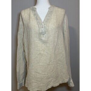 Dokotoo Shirt Gauze 100% Cotton Casual V-neck Buttons Oversize Lightweight Large